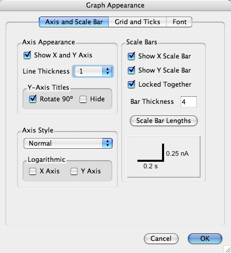 Axis and scale bar