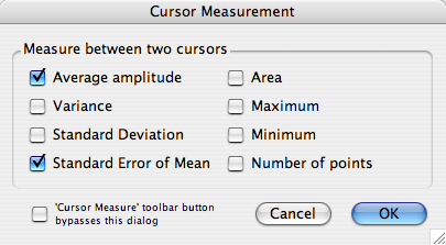 Cursor Measure Optoins